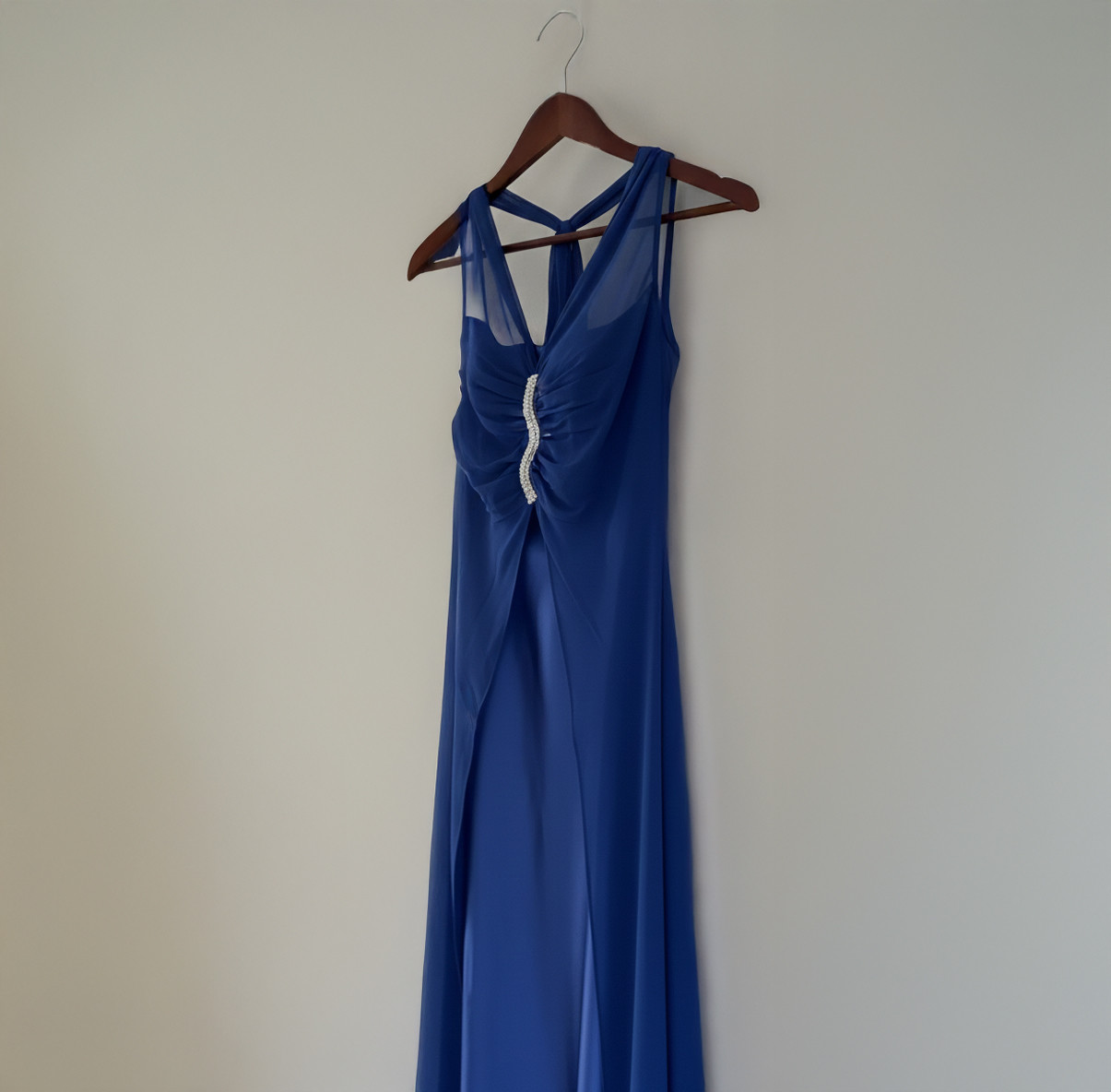 ROYAL BLUE CHIFFON EVENING DRESS – EXCELLENT CONDITION – FOR SALE